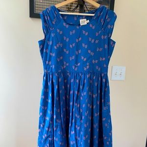 Modcloth Blue floral fit and flare dress